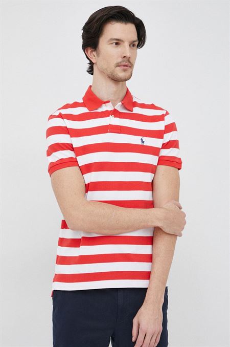 Bavlnené polo tričko Polo Ralph Lauren červená farba