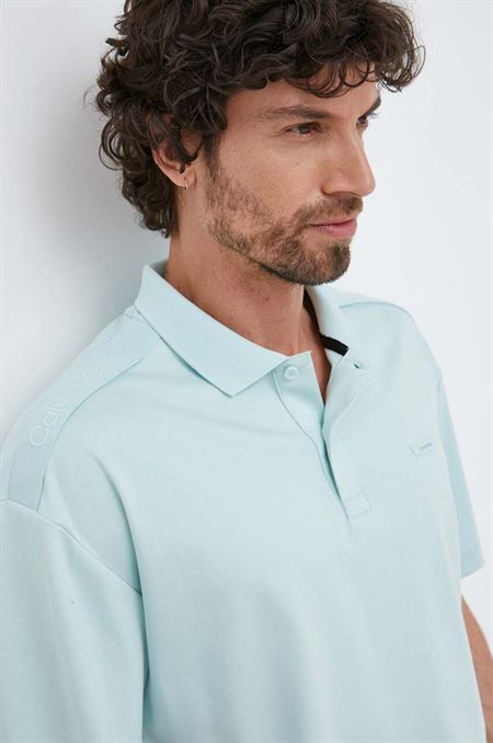 Bavlnené polo tričko Calvin Klein tyrkysová farba