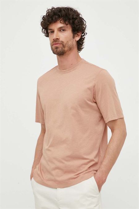 Bavlnené tričko Sisley hnedá farba