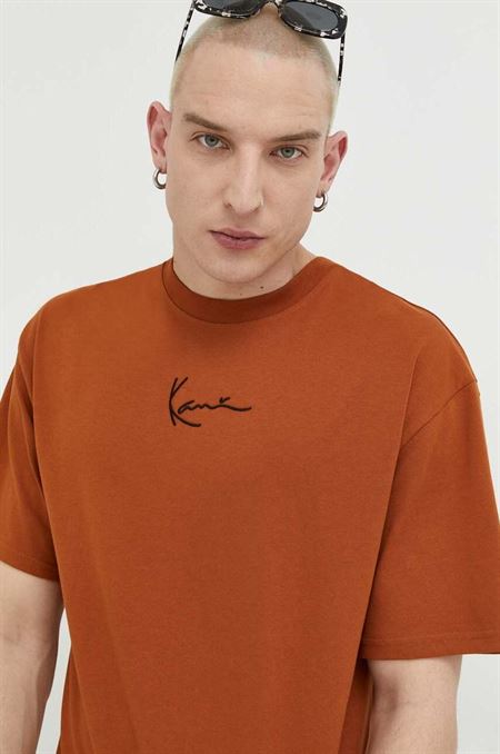 Bavlnené tričko Karl Kani hnedá farba