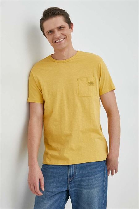 Bavlnené tričko Guess béžová farba