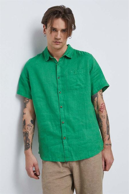 Ľanová košeľa Medicine zelená farba