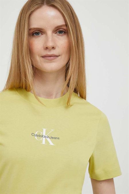 Bavlnené tričko Calvin Klein Jeans žltá farba