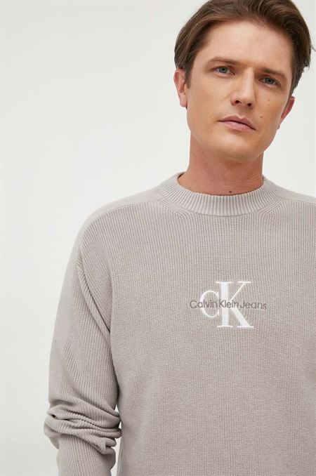 Bavlnený sveter Calvin Klein Jeans šedá farba