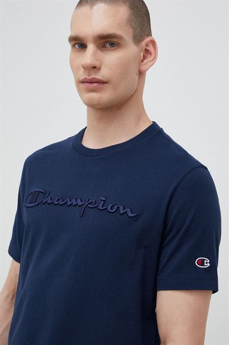 Bavlnené tričko Champion tmavomodrá farba