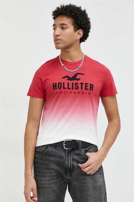 Bavlnené tričko Hollister Co. červená farba