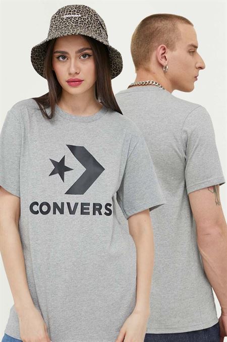 Bavlnené tričko Converse šedá farba