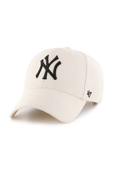 Šiltovka s prímesou vlny 47brand MLB New York Yankees béžová farba