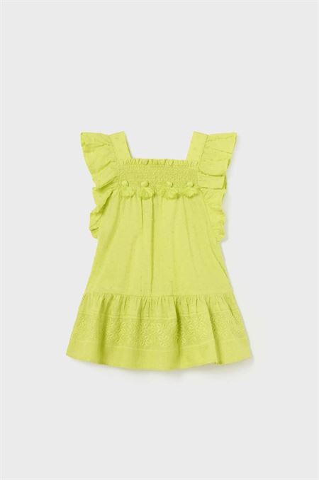 Detské bavlnené šaty Mayoral zelená farba