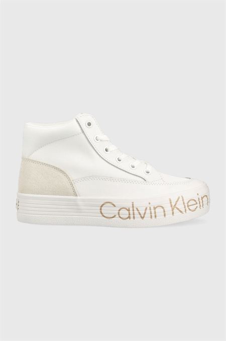 Tenisky Calvin Klein Jeans Yw0yw00865 Vulc Flatf Mid Wrap Around Logo biela farba