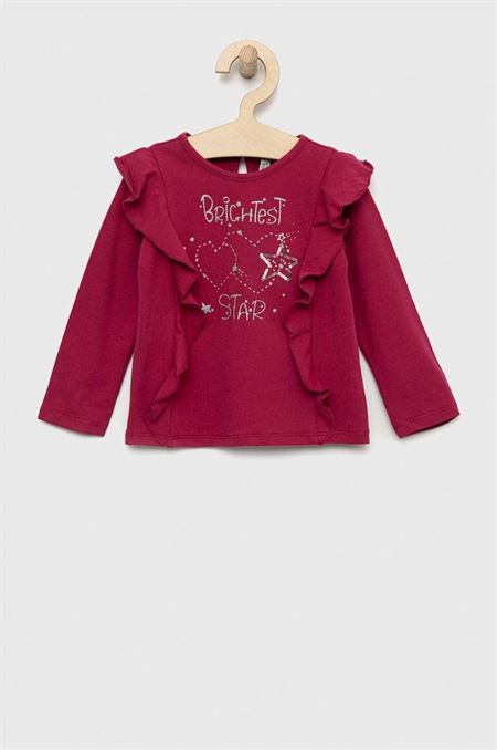 Tričko s dlhým rukávom pre bábätká Birba&Trybeyond bordová farba
