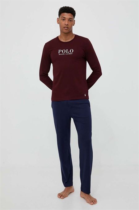 Bavlnené tričko s dlhým rukávom Polo Ralph Lauren bordová farba
