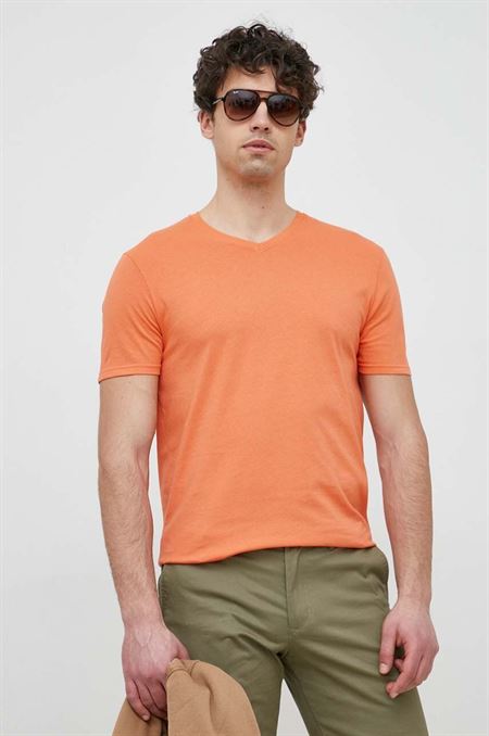 Bavlnené tričko United Colors of Benetton oranžová farba