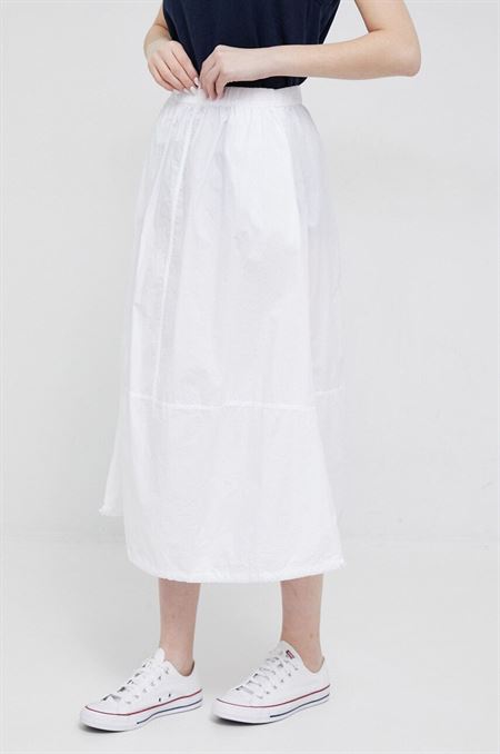 Bavlnená sukňa Deha biela farba