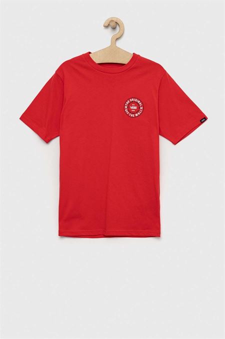 Detské bavlnené tričko Vans CUSTOM CLASSIC SS True Red červená farba