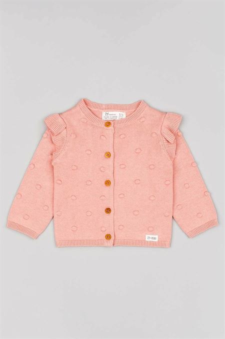 Detský bavlnený kardigan zippy ružová farba