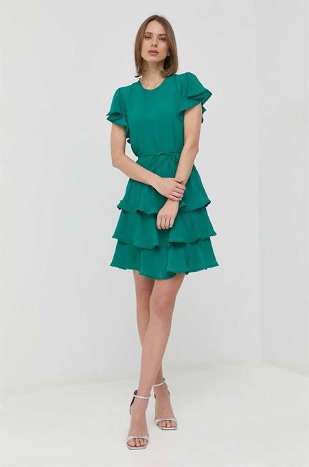 Šaty s prímesou hodvábu Twinset zelená farba