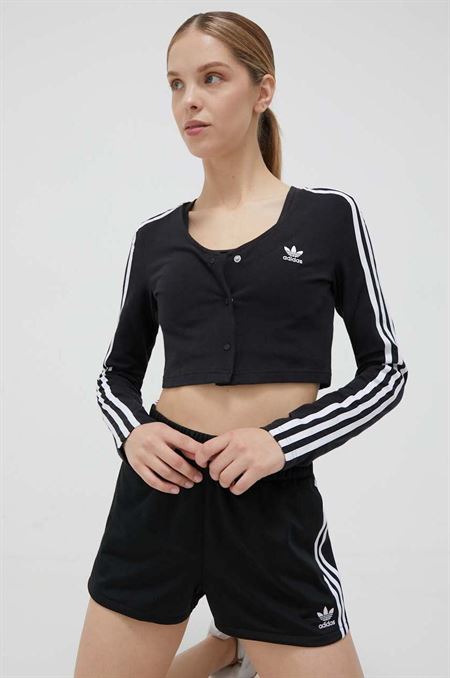Tričko s dlhým rukávom adidas Originals Button Long Sleeve Tee IC5473-BLACK