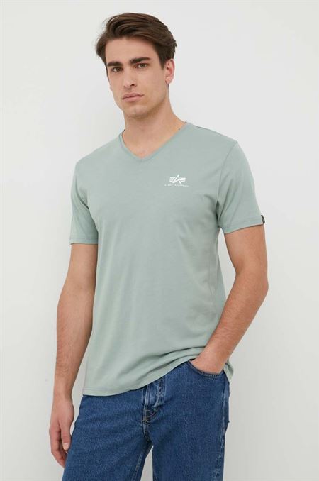 Bavlnené tričko Alpha Industries zelená farba