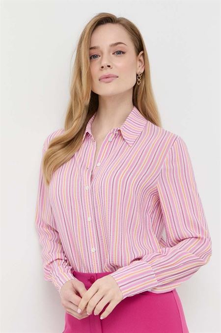 Tričko s prímesou hodvábu Patrizia Pepe ružová farba
