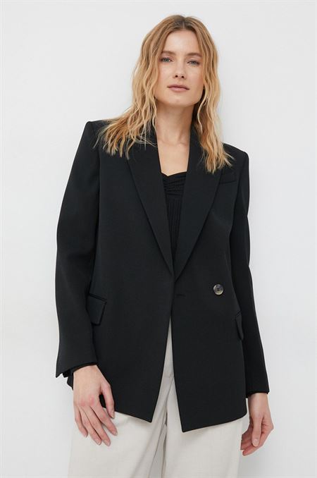Sako s prímesou vlny Calvin Klein čierna farba