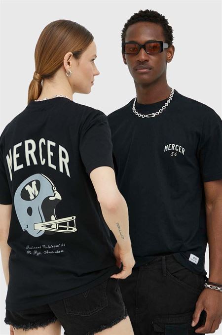 Bavlnené tričko Mercer Amsterdam čierna farba