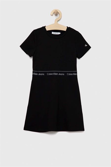 Dievčenské šaty Calvin Klein Jeans čierna farba