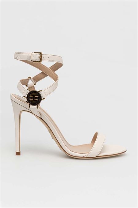 Kožené sandále Elisabetta Franchi béžová farba