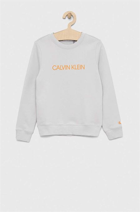 Detská bavlnená mikina Calvin Klein Jeans šedá farba