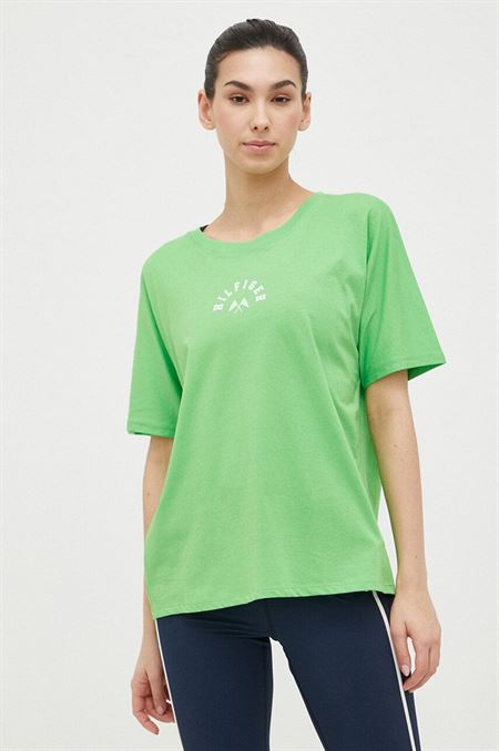 Bavlnené tričko Tommy Hilfiger zelená farba