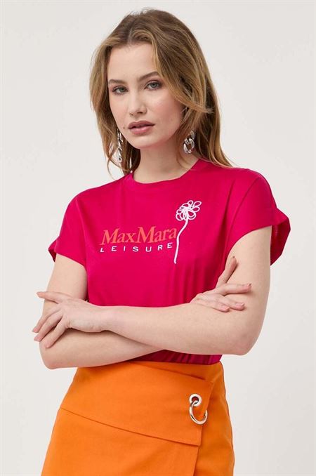 Bavlnené tričko Max Mara Leisure ružová farba