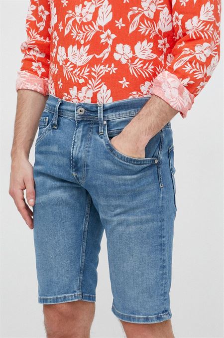 Rifľové krátke nohavice Pepe Jeans Track pánske