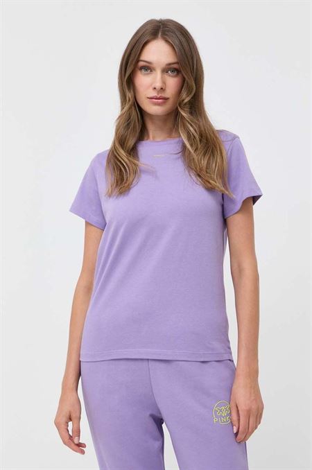 Bavlnené tričko Pinko fialová farba