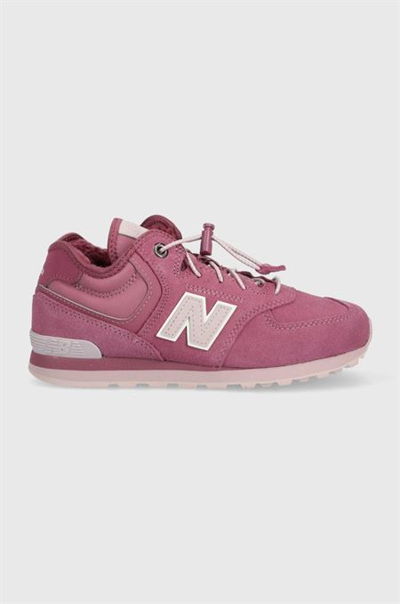 Detské zimné semišové topánky New Balance GV574HP1 fialová farba