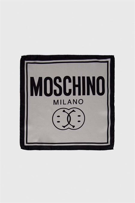 Hodvábna vreckovka Moschino x Smiley šedá farba