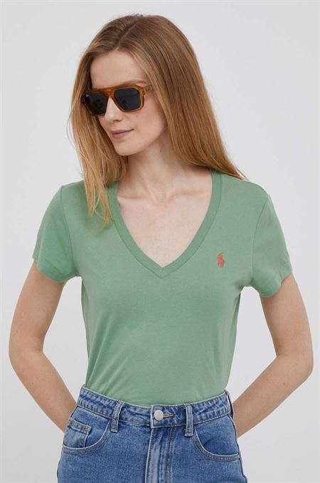 Bavlnené tričko Polo Ralph Lauren zelená farba