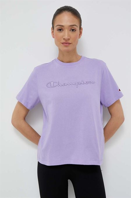 Bavlnené tričko Champion fialová farba