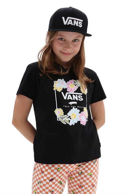 Detské bavlnené tričko Vans ELEVATED FLORAL CREW Black čierna farba