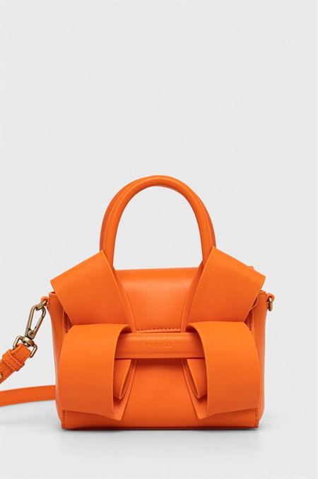 Kožená kabelka Pinko oranžová farba