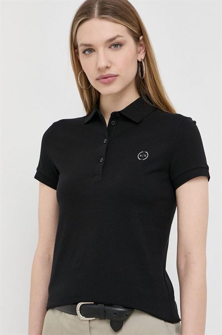 Bavlnené polo tričko Armani Exchange čierna farba