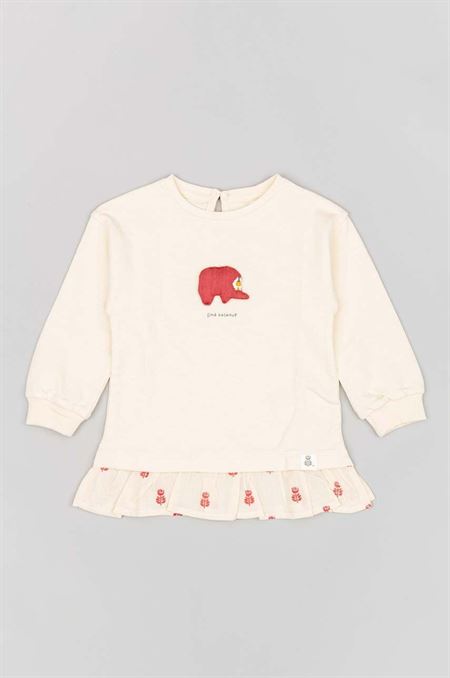 Detská bavlnená košeľa s dlhým rukávom zippy béžová farba