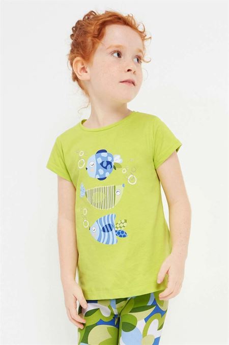 Detské bavlnené tričko Mayoral zelená farba