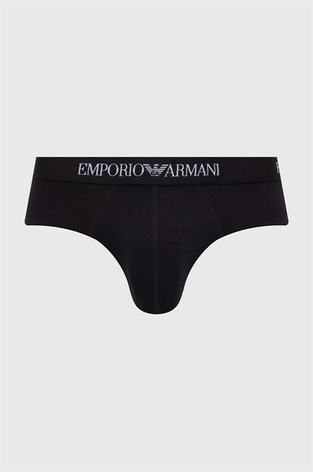 Bavlnené slipy Emporio Armani Underwear 3-pak čierna farba