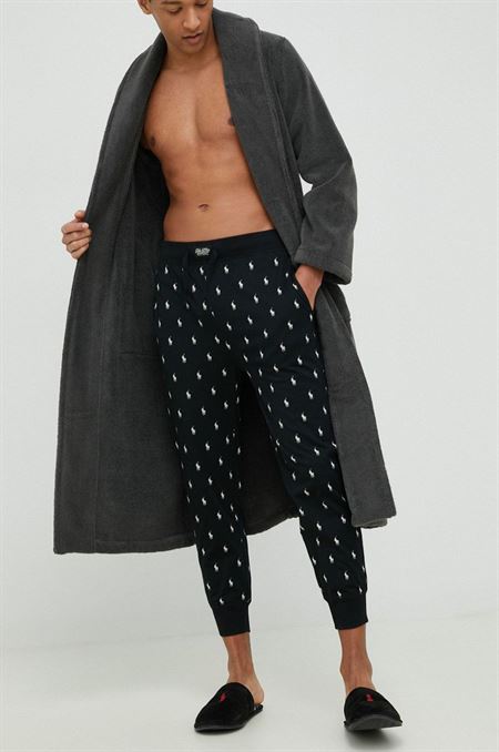 Bavlnené pyžamové nohavice Polo Ralph Lauren čierna farba