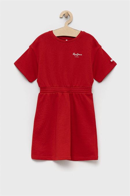 Dievčenské bavlnené šaty Pepe Jeans PJL GJ Non-denim červená farba
