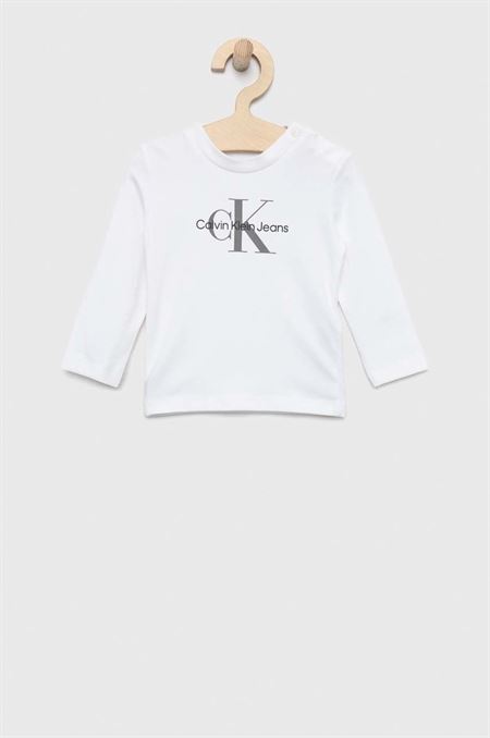 Detské tričko s dlhým rukávom Calvin Klein Jeans biela farba