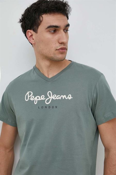 Bavlnené tričko Pepe Jeans Eggo zelená farba