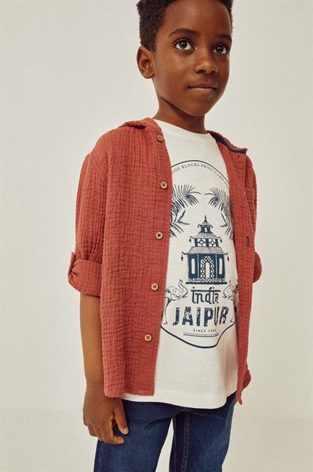 Detská bavlnená košeľa zippy hnedá farba