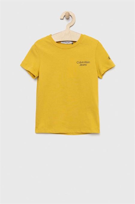 Detské bavlnené tričko Calvin Klein Jeans žltá farba