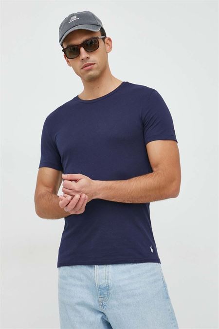 Bavlnené tričko Polo Ralph Lauren 3-pak tmavomodrá farba